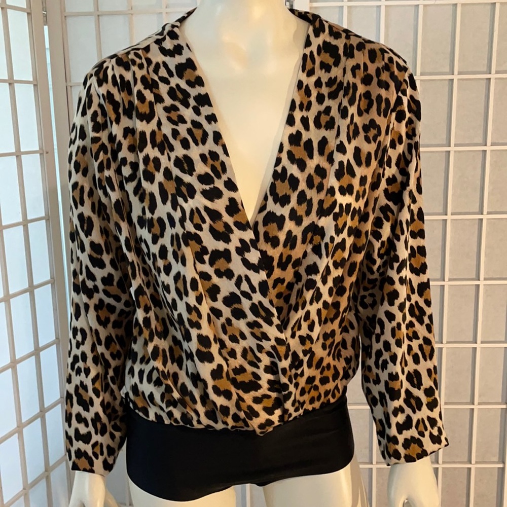 Zara Leopard Print Bodysuit Sz L